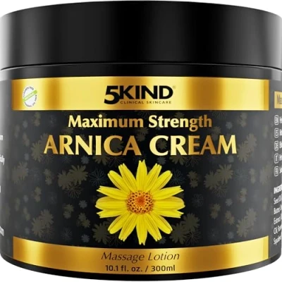Image of 5kind Extra Strong Arnica Cream Massage Lotion 300ml Fast Acting for Bruising and Swelling Intensive Montana Extract Bruise Natural Muscle Muscles &amp; Joints