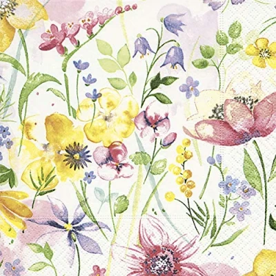Image of 20 Serviettes Colourful Flower Meadow Flowers Garden Summer