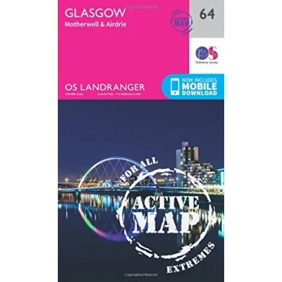Image of Landranger Active 64 Glasgow, Motherwell &amp; Airdrie Map With Digital Version