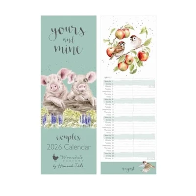 Image of Wrendale Designs Yours and Mine&#039; Slim Calendar 2026