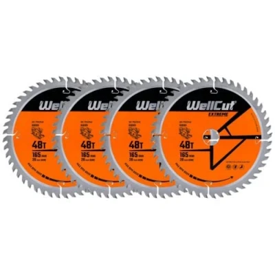 Image of WellCut TCT Saw Blade, Plunge Circular Angle Grinder 165mm x 48T 20mm Bore Pack of 4