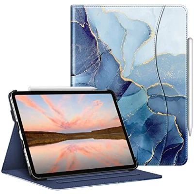 Image of FINTIE Case Compatible with iPad Pro 11 inch (2022/2021/2020/2018, 4th/3rd/2nd/1st Generation) Multi Angle Folio Cover Pencil Holder &amp; Pocket, Auto Wake/Sleep, Ocean Marble
