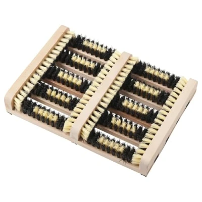 Image of Door Mat with Brushes Doormat Shoe Brush Cleaner for Boots and Shoes Indoor Outdoor Use Wood/Plastic