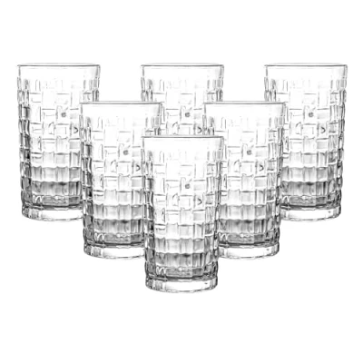 Image of simpa Woven Pattern Drinking Highball Glasses 285ml Set of 6