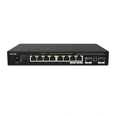Image of Tenda TEM2010F 10 Ports 2.5G Multi Gigabit Unmanaged Switch, 2 SFP Ports, VLAN, Static Aggregation, 50Gbps Switching Capacity, Desktop/Wall Mounting, Plug and Play, Black
