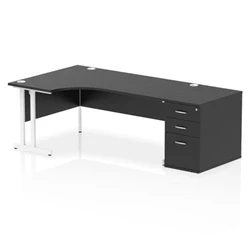 Image of Impulse 1800 LH Crescent Desk Black/White Cantilever 800 High Ped