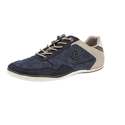 Image of bugatti Men&#039;s Casual Sneaker with Flexible Sole, lace up Shoe Memory Foam, Elastic Laces, Dark Blue Blue, 8 UK