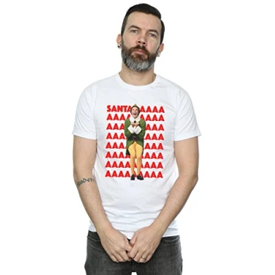 Image of Elf Men&#039;s Buddy Santa Scream T Shirt Large White