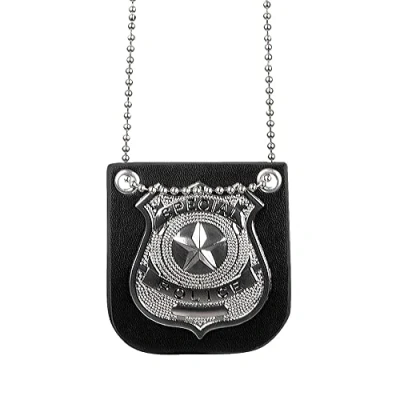 Image of Boland 64333 Adult Police Badge Necklace, Silver/Black Accessory for Fancy Dress Costume, Halloween or stag parties and Special Occasions