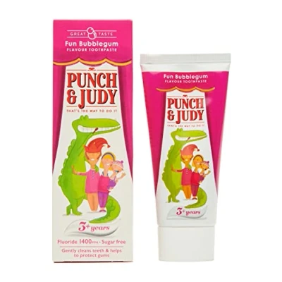 Image of Punch &amp; Judy Fun Bubblegum Kids Toothpaste for Children 3 Plus, Fluoride Toothpaste, Sugar Free, Flavour x1