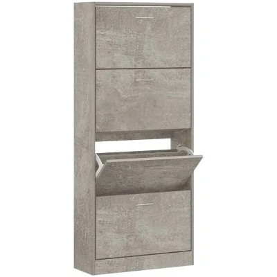 Image of vidaXL Shoe Cabinet Concrete Grey 63x24x147 cm Engineered Wood