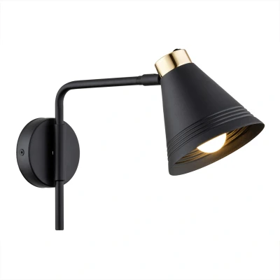 Image of Avalone Dome Wall Lamp Black Structure, Brass Elements V1