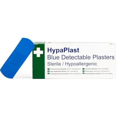 Image of Safety First Aid D7001 HypaPlast Blue Detectable Catering Plaster, 7.2cm X 2.5cm, Pack of 100