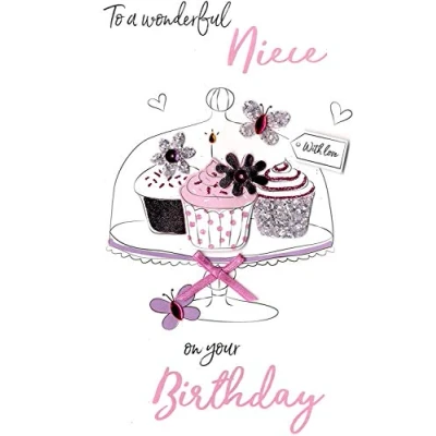 Image of Wonderful Niece Birthday Greeting Card Hand Finished Champagne Range Cards JGS609