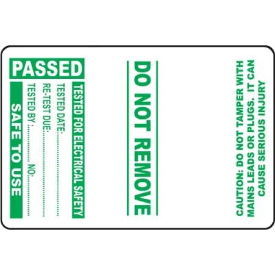 Image of Roll Labels 100 PAT Test Cable Wrap Passed 75x50mm Matt Polypropylene