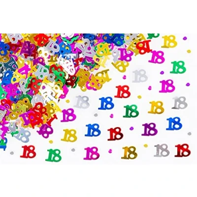 Image of 28g Multicolour 18th Birthday Confetti Foil Metallic Glitz Table Scatter Sprinkles Age Bday Party Decorations