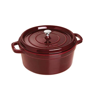 Image of STAUB Cast Iron Roaster/Cocotte, Round, 26 cm, 5 L, Grenadine