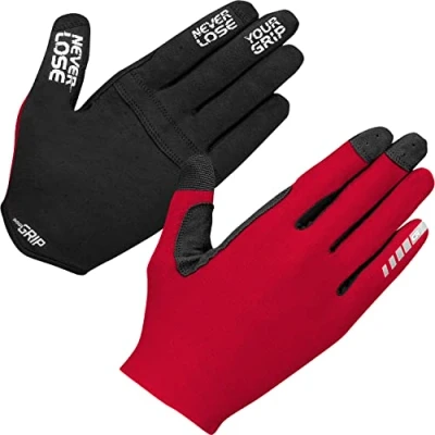 Image of GripGrab Unisex&#039;s Aerolite InsideGrip Full Finger Professional MTB Cycling Gloves Unpadded Anti Slip Mountain Bike Off Road Long, Red, X Large