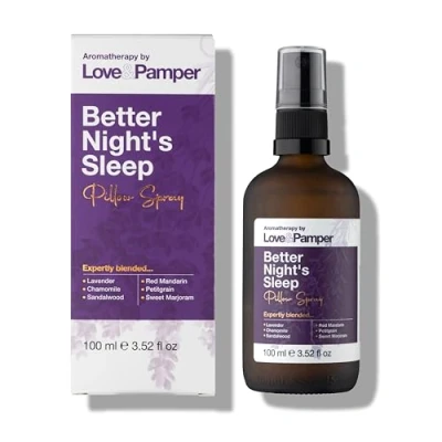 Image of Better Night’s Sleep Pillow Spray 100ml Aromatherapy Mist Infused with Lavender, Sandalwood &amp; Chamomile, Natural Aid Stress Relief, Calming, for Relaxation by Love Pamper
