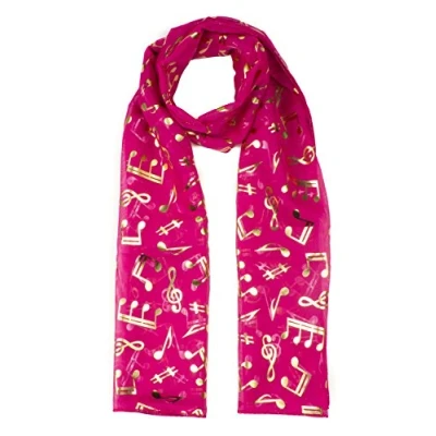 Image of Mytoptrendz® Treble Clef Music Note Print Chiffon Scarf (Fuchsia pink)
