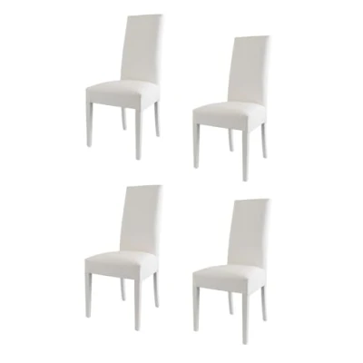Image of Tommychairs Set of 4 chairs LUISA suitable for kitchen, dining room and restaurant, structure in wood beech painted white an upholstered seat covered artificial leather colour