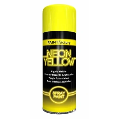Image of Classic Signature 4 x Neon Yellow 200ML, Spray Paint Aerosol Fluorescent Bright Graffiti (Banksey) Matt Finish