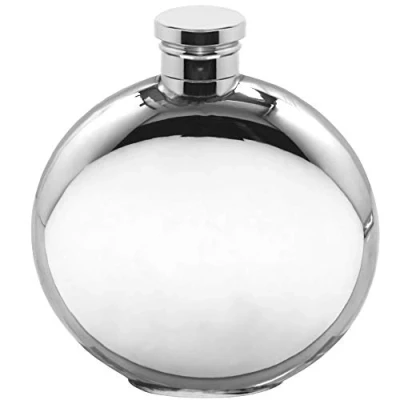 Image of English Pewter Company 6oz Round Plain Hip Flask [FL242]