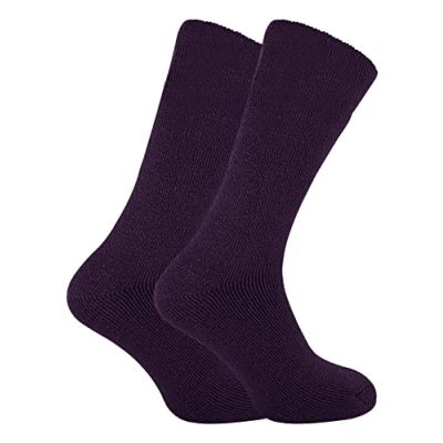 Image of 2 Pairs of Drew Brady Mens Thermal Sleep Socks, Size 6 11 (DARK PURPLE)
