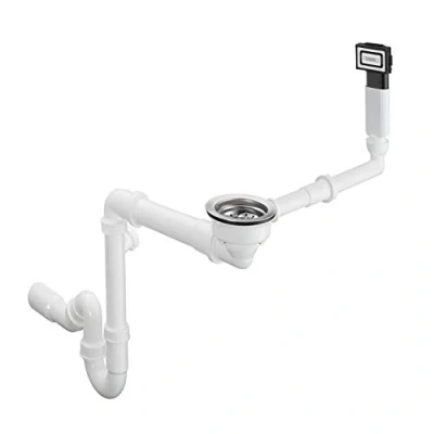 Image of hansgrohe 43927000 D16 10 Manual Waste and Overflow Set for Granite Single Bowl Kitchen, Chrome