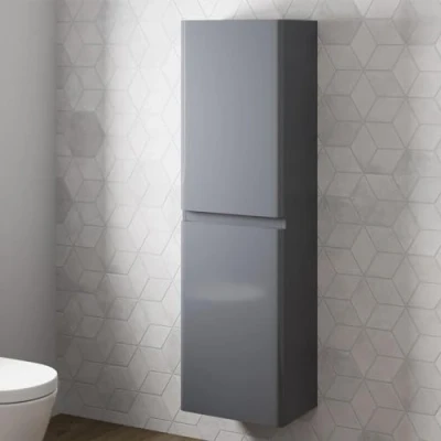 Image of BAYSTONE 1200mm Tall Bathroom Wall Hung Storage Cabinet Cupboard Tallboy Furniture Unit Soft Close Grey Gloss