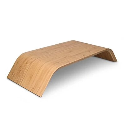 Image of kalibri Computer Monitor Wood Stand Universal Desk Holder Desktop Dock Wooden Mount Display Riser for iMac PC TV Notebook Laptop Bamboo