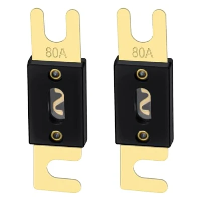 Image of Heschen ANL Fuse 80 Amp for Car Vehicles Audio System Sheet Gold Tone &amp; Black 2 Pack