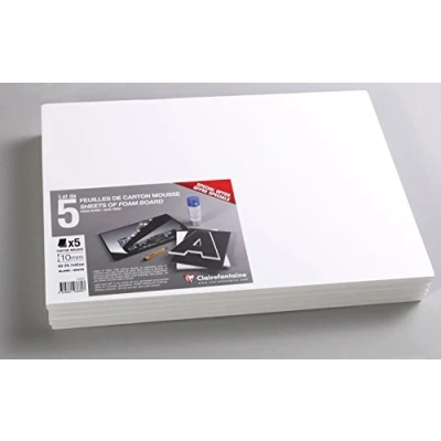 Image of Clairefontaine Ref 193669C Foam Board (Pack of 5 Sheets) A3 (420 x 297mm) in Size, 10mm Thick, Light &amp; Stiff Suitable for Decoration, Framing Model Making