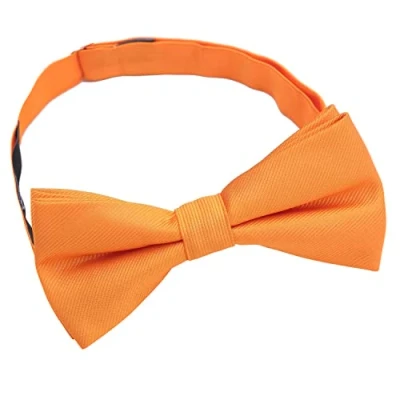 Image of DQT Plain Twill Wedding Thistle Pre Tied Bow Tie for Men Tangerine