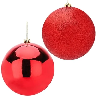 Image of Christmas Concepts® Pack Of 2 200mm Baubles Shiny &amp; Glitter Design Giant (Red)