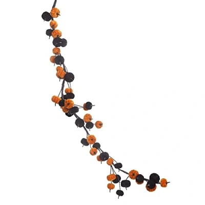 Image of Heaven Sends Black and Orange Velvet Pumpkin Garland Halloween Decoration