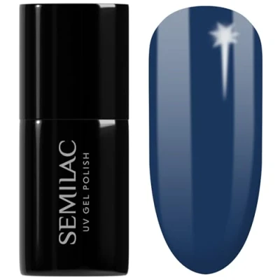 Image of SEMILAC 540 Go Venezuela Blue Gel Nail Polish. 100% Odourless, Long Lasting &amp; Easy To Apply. UV/LED Varnish For Manicure Pedicure At Home Or Salon 7ml