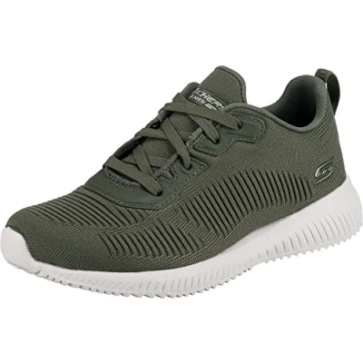 Image of Skechers Bobs Sport Squad Tough Talk Womens Sports Shoes 3 UK DKGR DARK GREEN
