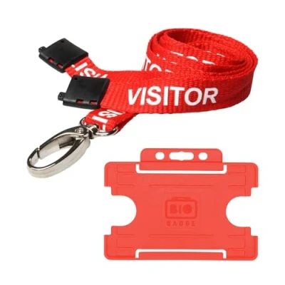 Image of Customcard ltd Red Visitor Lanyards &amp; ID Card Holder Pack of 1