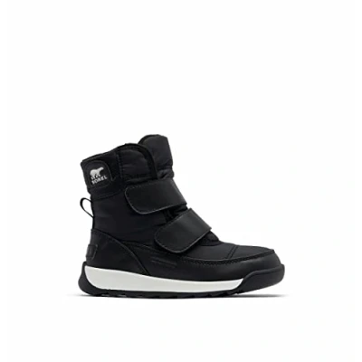 Image of Sorel Whitney 2 Strap Waterproof Unisex Kids Winter Boots, Black X Sea Salt, 4 UK