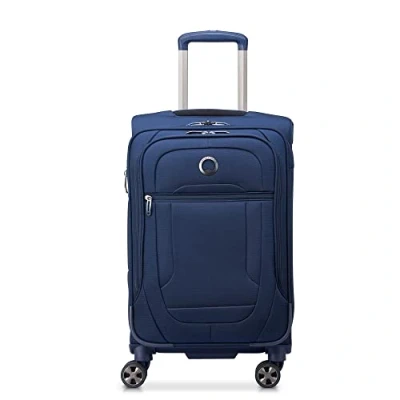 Image of DELSEY PARIS Helium DLX Softside Expandable Luggage with Spinner Wheels, Navy Blue, Checked Medium 25 Inch, Wheels