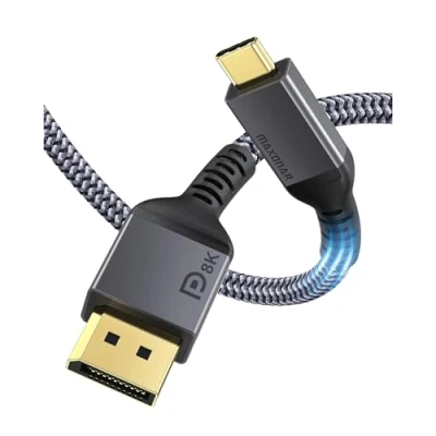 Image of USB C to DisplayPort Cable 8K@60Hz Maxonar 4K@60Hz/144Hz/120Hz 5K@60Hz 2K@240Hz Thunderbolt 3 HBR3 DP 1.4 Adapter for Mac Studio M1 MacBook Air M2 2022 mini 2M[VESA Certified]