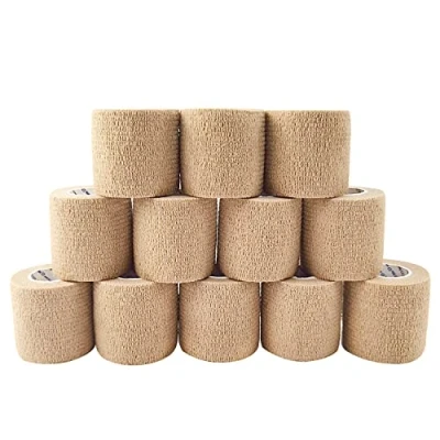 Image of COMOmed Cohesive Bandages Vet Wrap Elastic Bandage Skin 5cm x 4.5m 12 rolls Ankle Non woven FDA certified