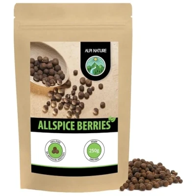 Image of allspice Berries whole (250g, 8.8oz), myrtle pepper, grains 100% natural, without additives, vegan, seeds, Jamaican piment pepper