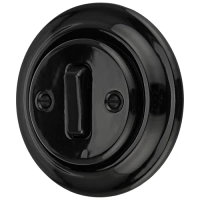 Image of UP Porcelain Retro On/Off Switch All in One Frame + Flush Mounted Insert Cover (PR1 Series) Black