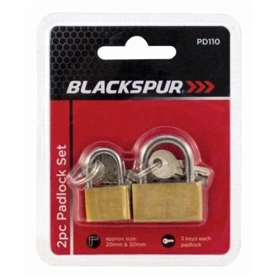 Image of 2pc Brass Padlock Set 2 Sizes By Blackspur