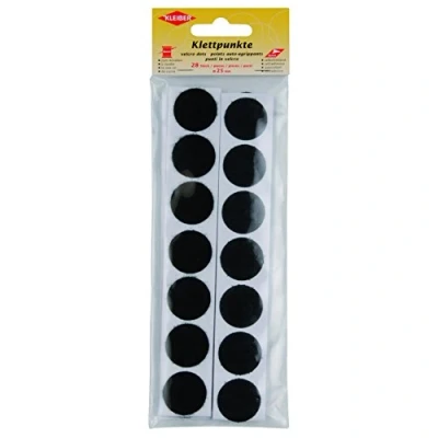 Image of Kleiber 25 mm Wide Hook and Loop Coins Self Adhesive, Black