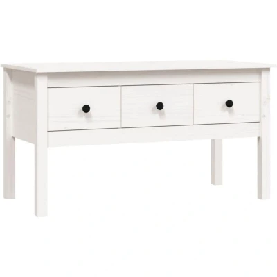 Image of vidaXL Coffee Table White 102x49x55 cm Solid Wood Pine