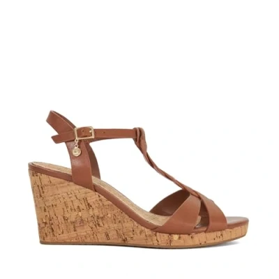 Image of Dune Ladies Koala Plait T Bar Strap Cork Wedge Heel Size UK 7 Wedges
