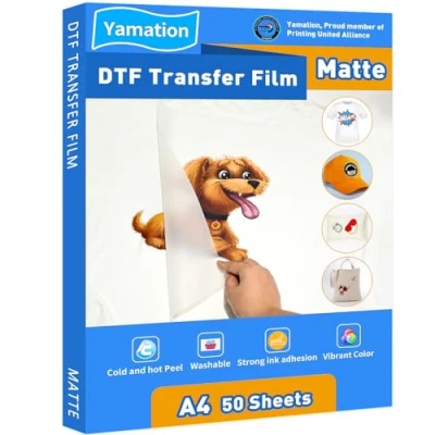 Image of Yamation DTF Transfer Film: A4(210mmx297mm) 50 Sheets Premium Double Sided Matte Finish PET Paper Direct to Film Fort Shirts